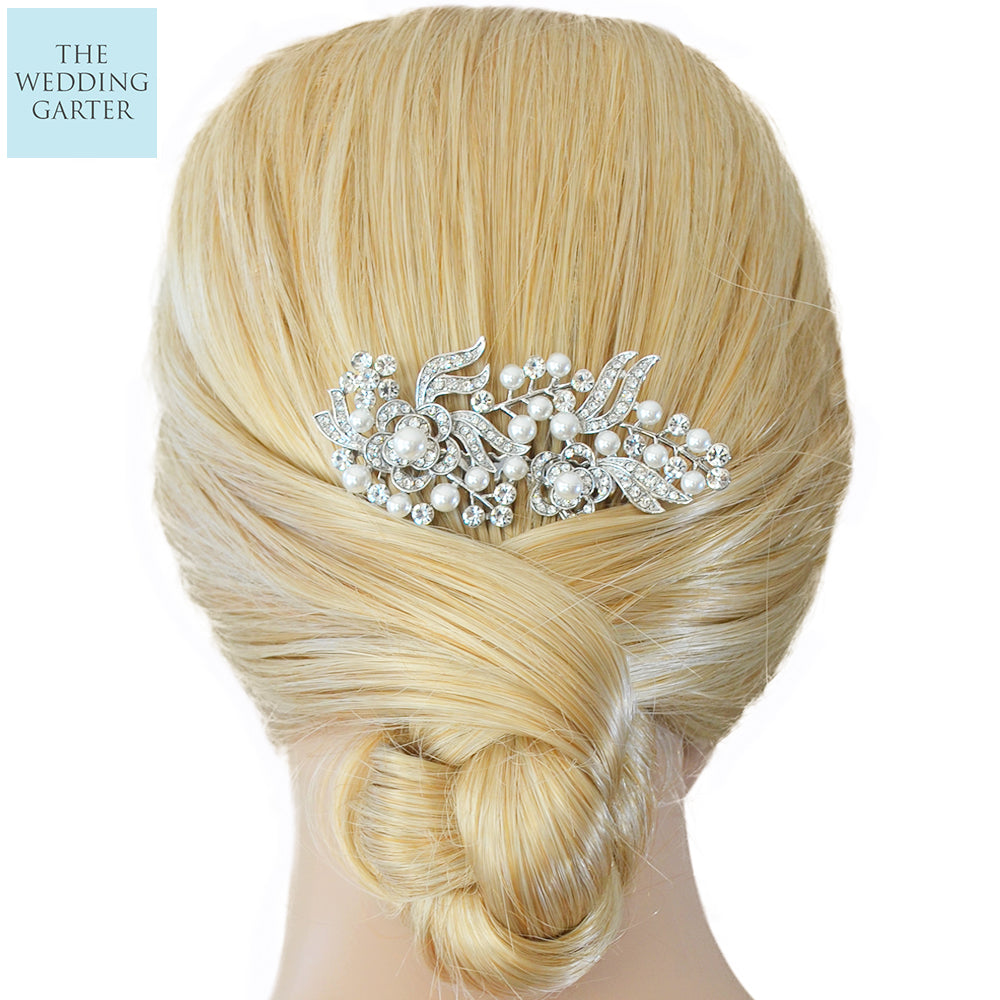 Pretty Floral Pearl & Crystal Bridal Headpiece Australia The Wedding