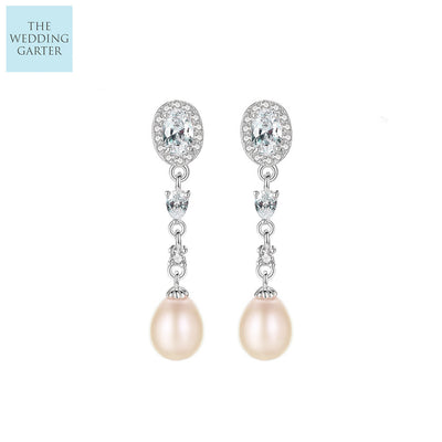 peach pink pearl earrings