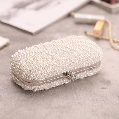 Classic Pearl Beaded Double Sided Evening Clutch