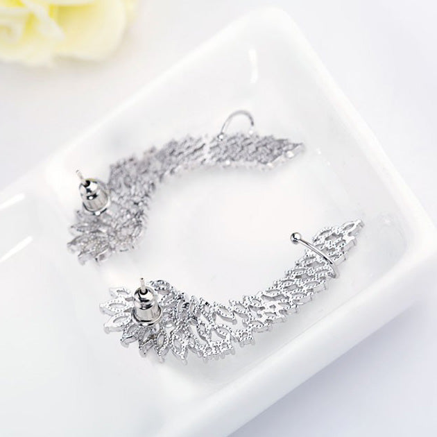 Luxury Cubic Zirconia Angel Wings Stud Earrings