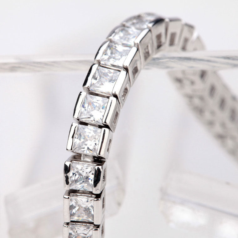 Luxury Princess Cut Cubic Zirconia Diamond Tennis Bracelet