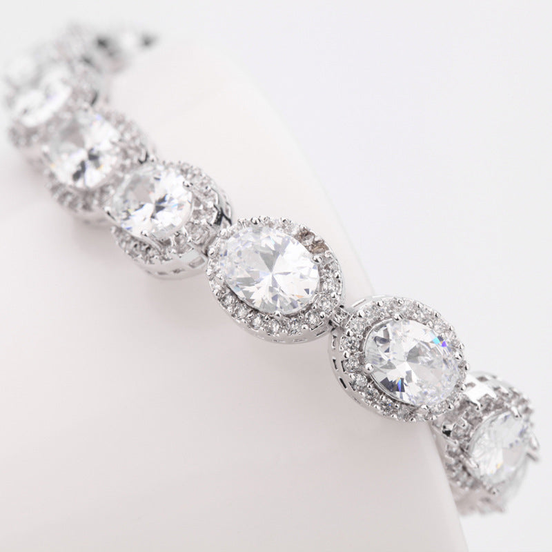 Clear Oval Shape Cubic Zirconia Luxury Wedding Bracelet