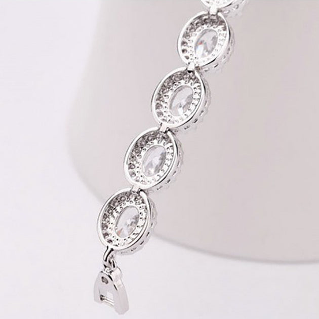 Clear Oval Shape Cubic Zirconia Luxury Wedding Bracelet