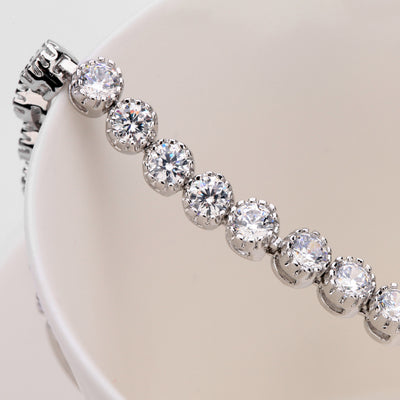 Round Cubic Zirconia Diamond Tennis Bracelet for Women