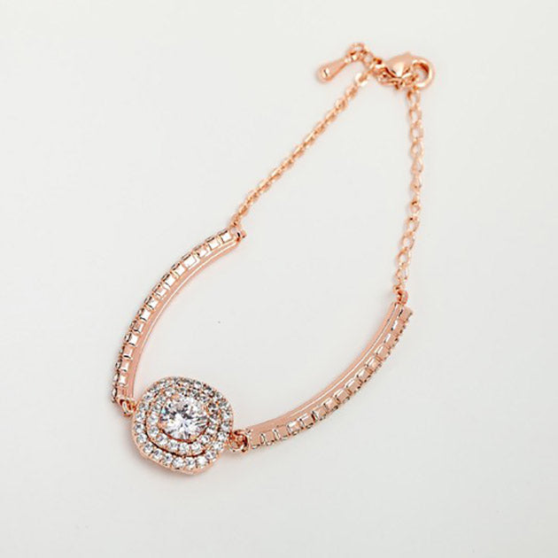 Rose Gold Cubic Ziconia Chain Link Bracelet
