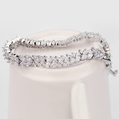 Sparkling Marquise Cubic Zirconia Womens Platinum Wedding Bracelet