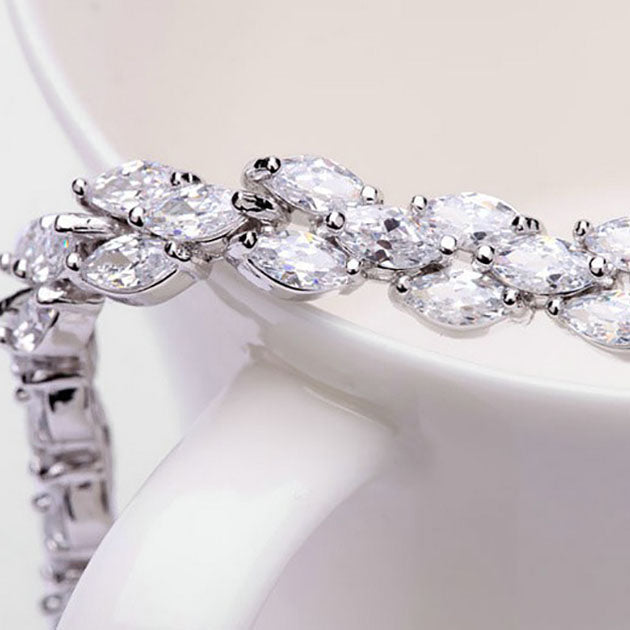 Marquise CZ Diamond Paved Luxury Wedding Bracelet