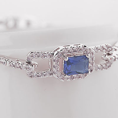 Sapphire Blue Cubic Zirconia Micro Parve Bridal Bracelet