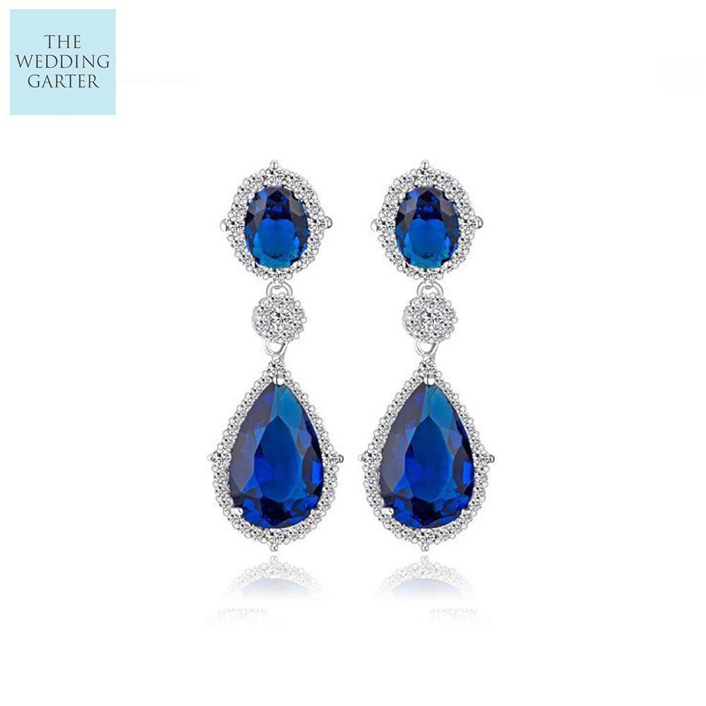 blue diamond wedding earrings