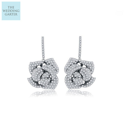 diamond rose earrings