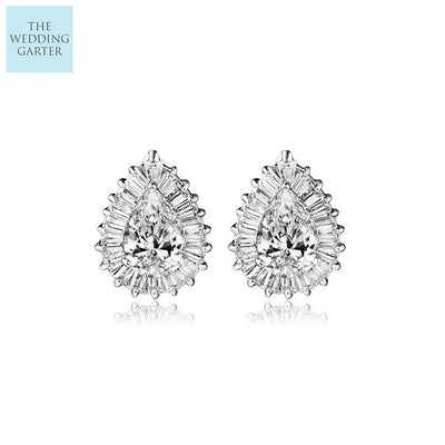 womens pear shaped cubic zirconia diamond earrings