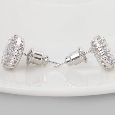 Sparkling Large Cubic Zirconia Stud Diamond Earrings