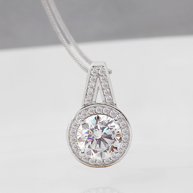 Sterling Silver CZ Diamond Pendant Bridal Jewellery Set