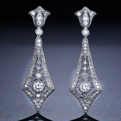 Vintage Art Deco Silver Brides Earrings