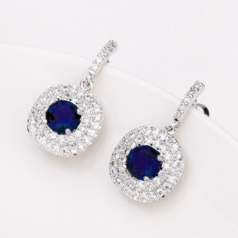 Sparkling Silver Pave CZ Diamond Bridal Earrings (2 Colours)