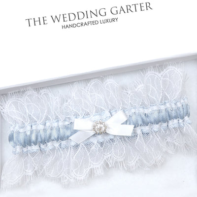 slate blue wedding garter