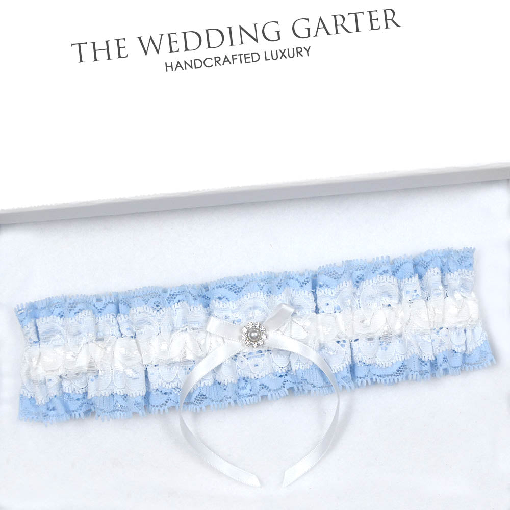 Pretty Blue Lace With Ivory Bridal Garter