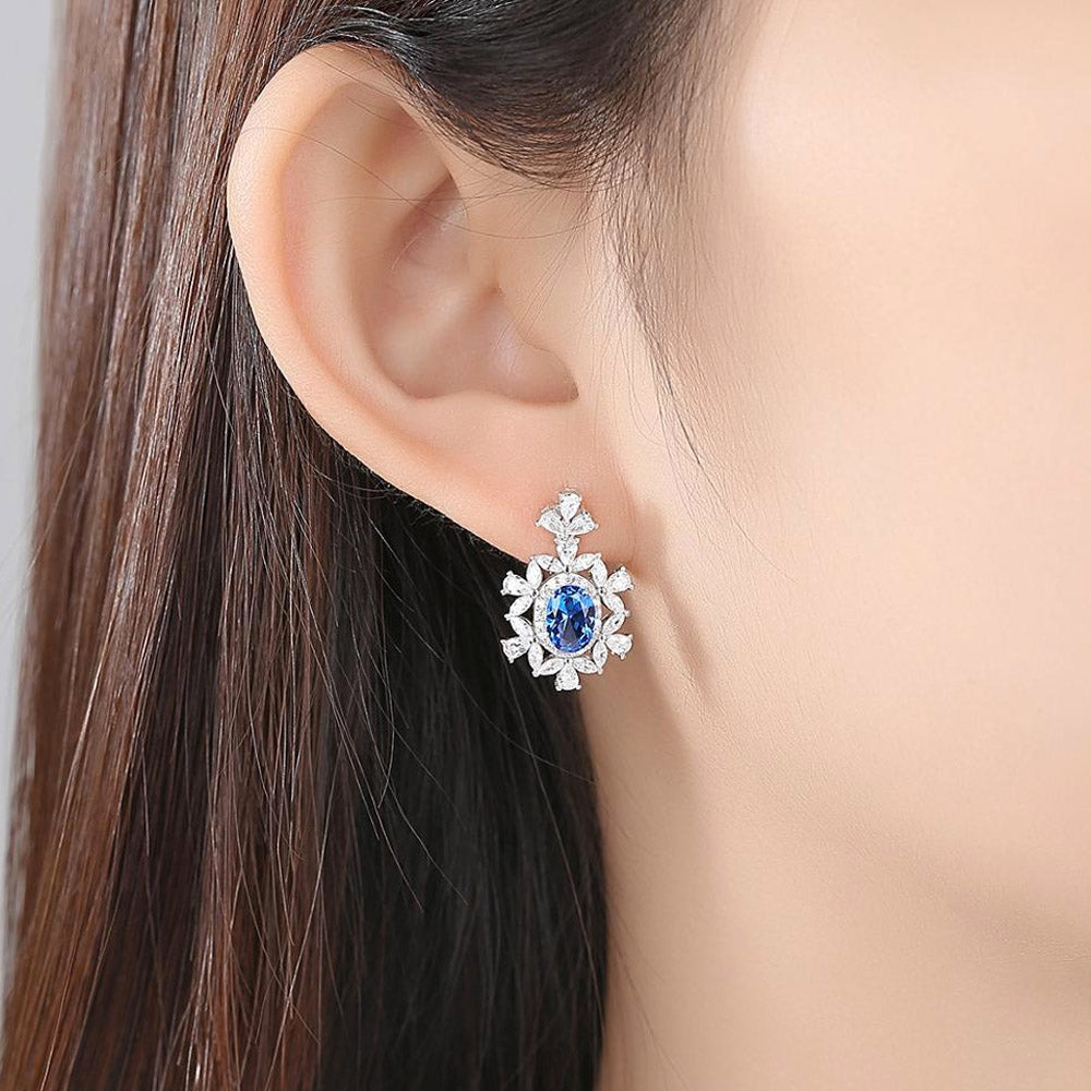 blue topaz bridal earrings