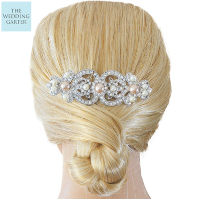 Grey Pearl & Rhinestone Vintage Bridal Hair Accessories (4 Colours)