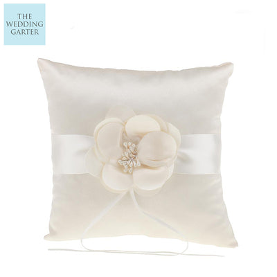 Yvette Champagne Floral Wedding Ring Pillow