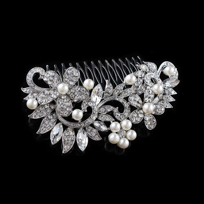 Pearl & Crystal Statement Event Wedding Hair Piece