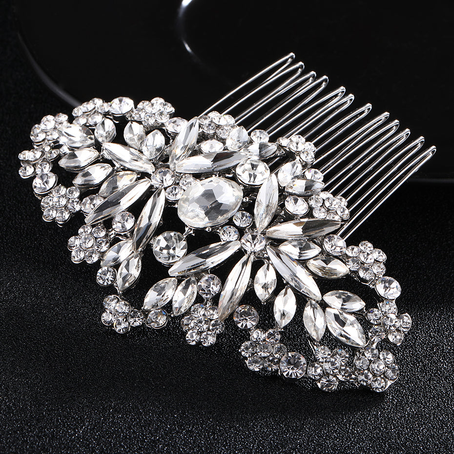 Silver Floral Bridal Hair Accessories Comb