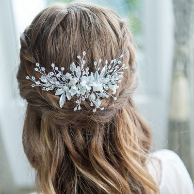 Stunning Porcelain Floral Bridal Headpiece Comb