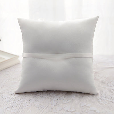 Ivory Satin Ring Bearer Pillow With Pink Rose
