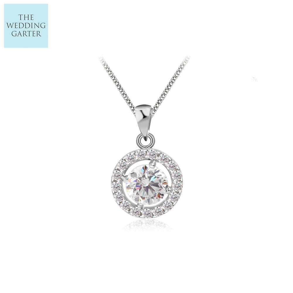 sterling silver diamond pendant necklace