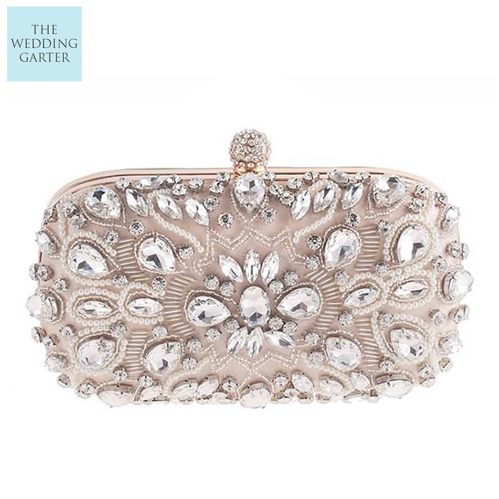 Champagne Gold Vintage Style Rhinestone Wedding Clutch
