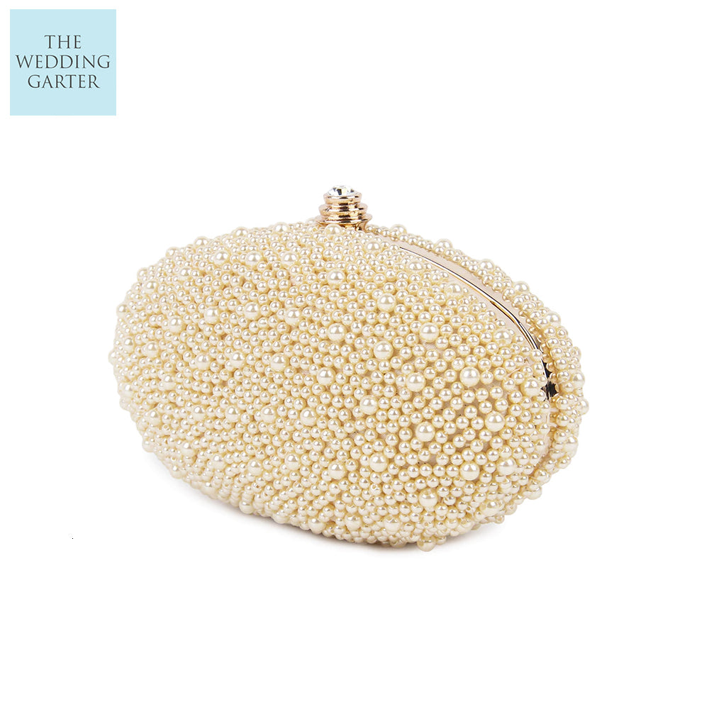 Double Sided Ivory Pearl Bridal Clutch