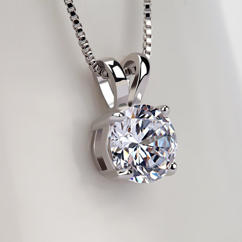 Simple 1 Carat Solitaire Cubic Zirconia Diamond Bridal Pendant