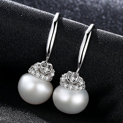 Sweet Real Pearl Drop Sterling Silver Bridal Earrings