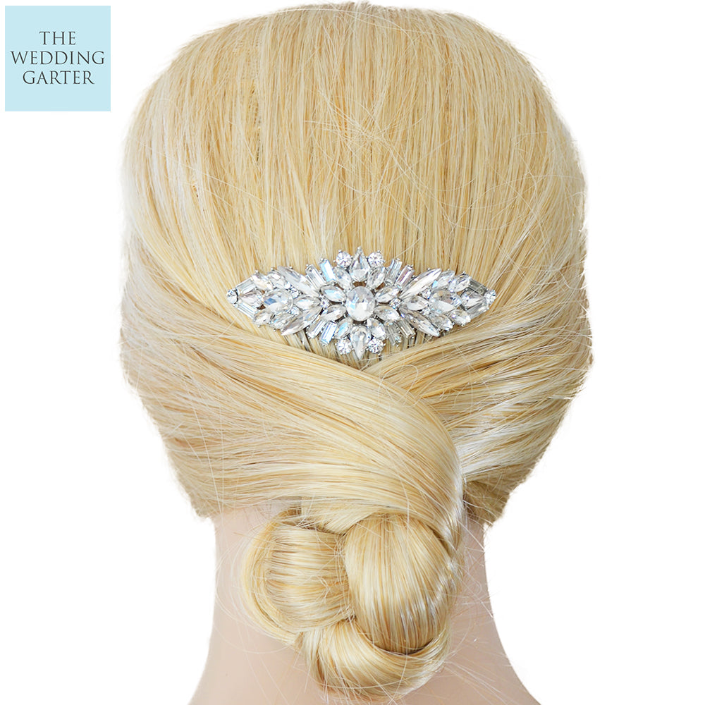 Glamorous Silver Crystal Vintage Bridal Hair Comb
