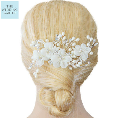 Organza Flower Crystal Wedding Headpiece Clip