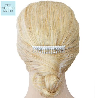 Elegant Cubic Zirconia & Pearl Hair Clip