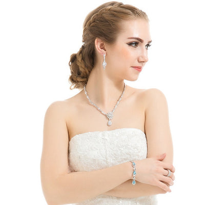 Romantic Cubic Zirconia Crystal Drop Earrings For Wedding