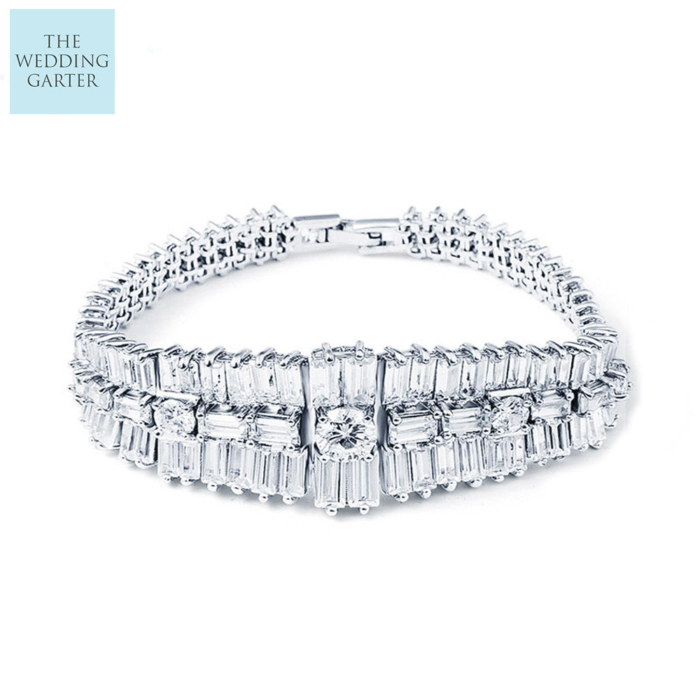 Gatsby Style Cubic Zirconia Wedding Bracelet