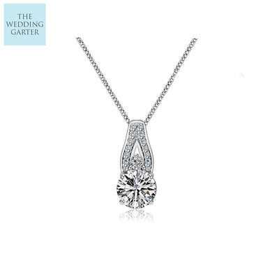 Stunning Cubic Zirconia Sterling Silver Bridal Necklace