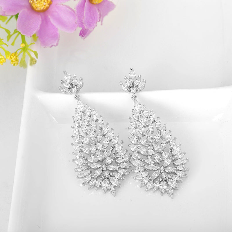 Fancy Cubic Zirconia Women's Diamond Drop Wedding Earrings