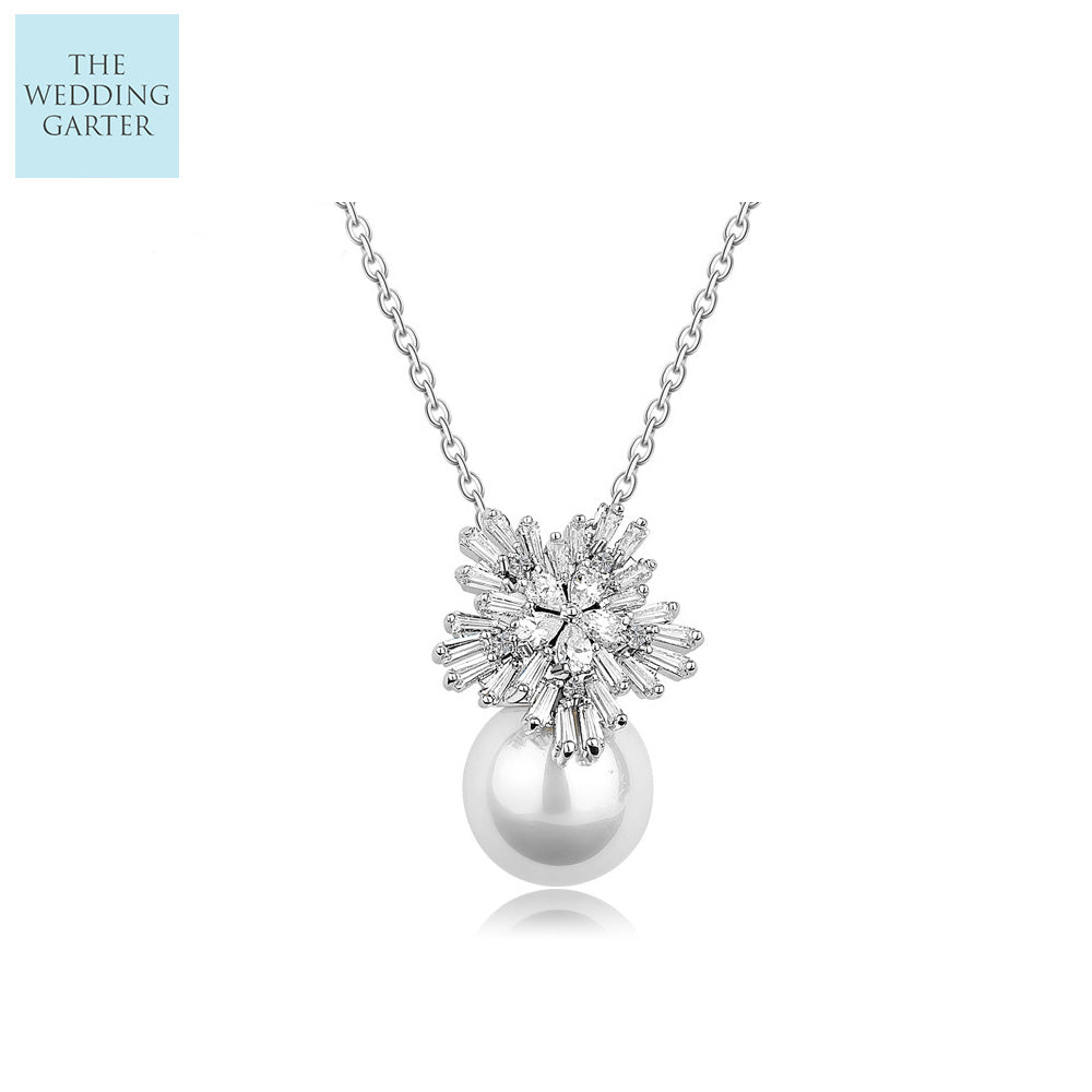 diamond and pearl wedding neckalce