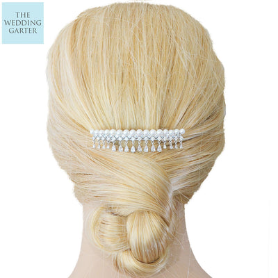 Elegant Cubic Zirconia & Pearl Hair Clip