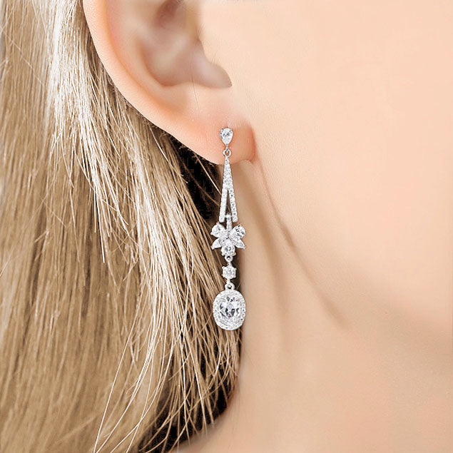 silver dropper earrings for brides