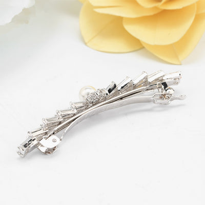 Luxury CZ Diamond & Pearl Bridal Hair Accessories Clip