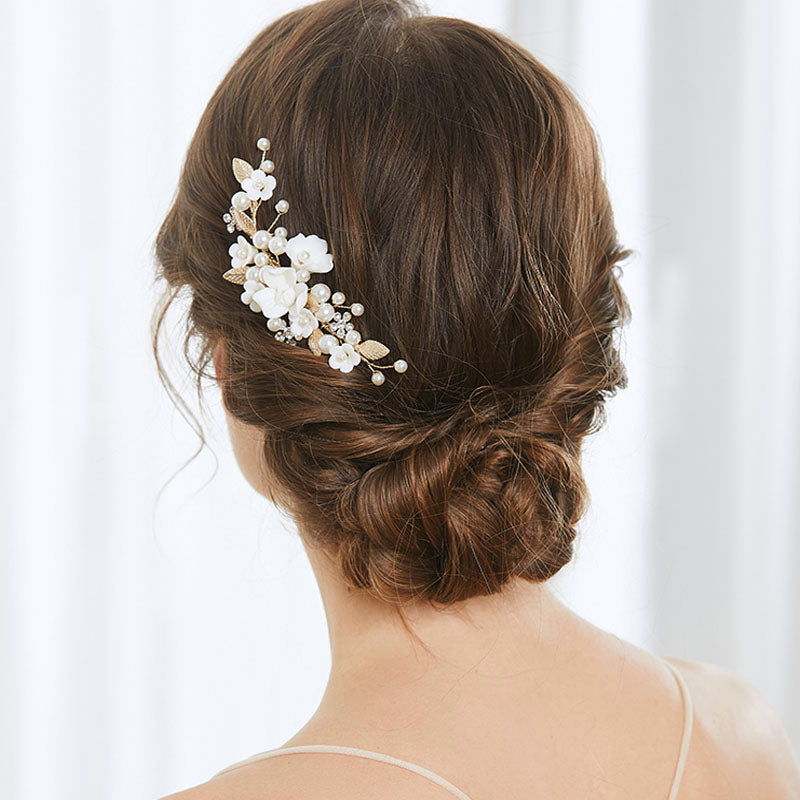 ivory and gold bridal hair piece
