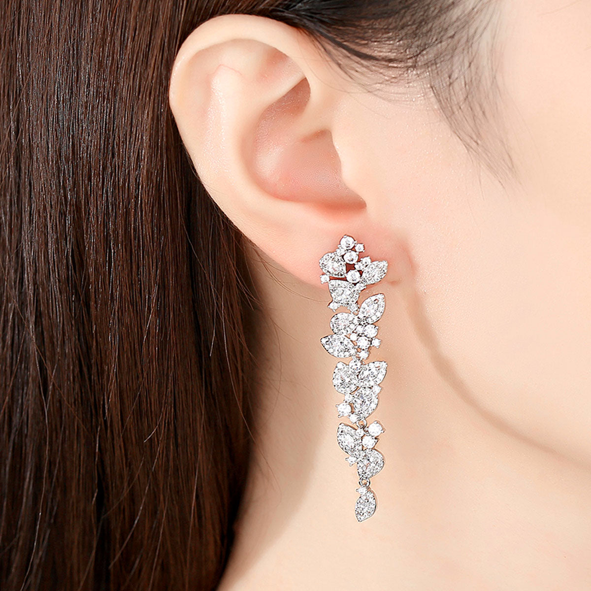 long dropper crystal earrings bridal