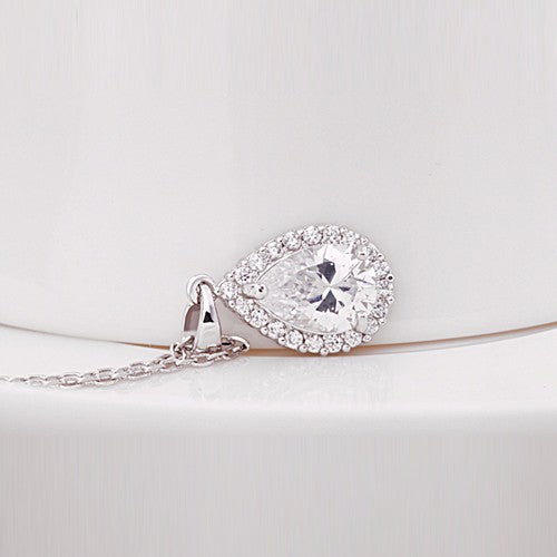 Timeless Water Drop Cubic Zirconia Earring & Necklace Jewellery Set
