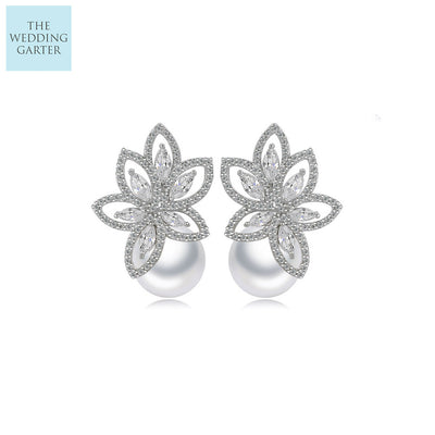 womens pearl bridal earrings online