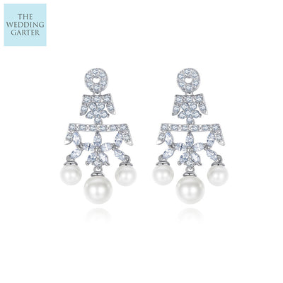 pearl chandelier bridal earrings