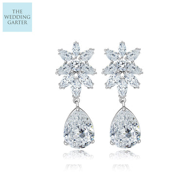 teardrop cubic zirconia wedding earrings